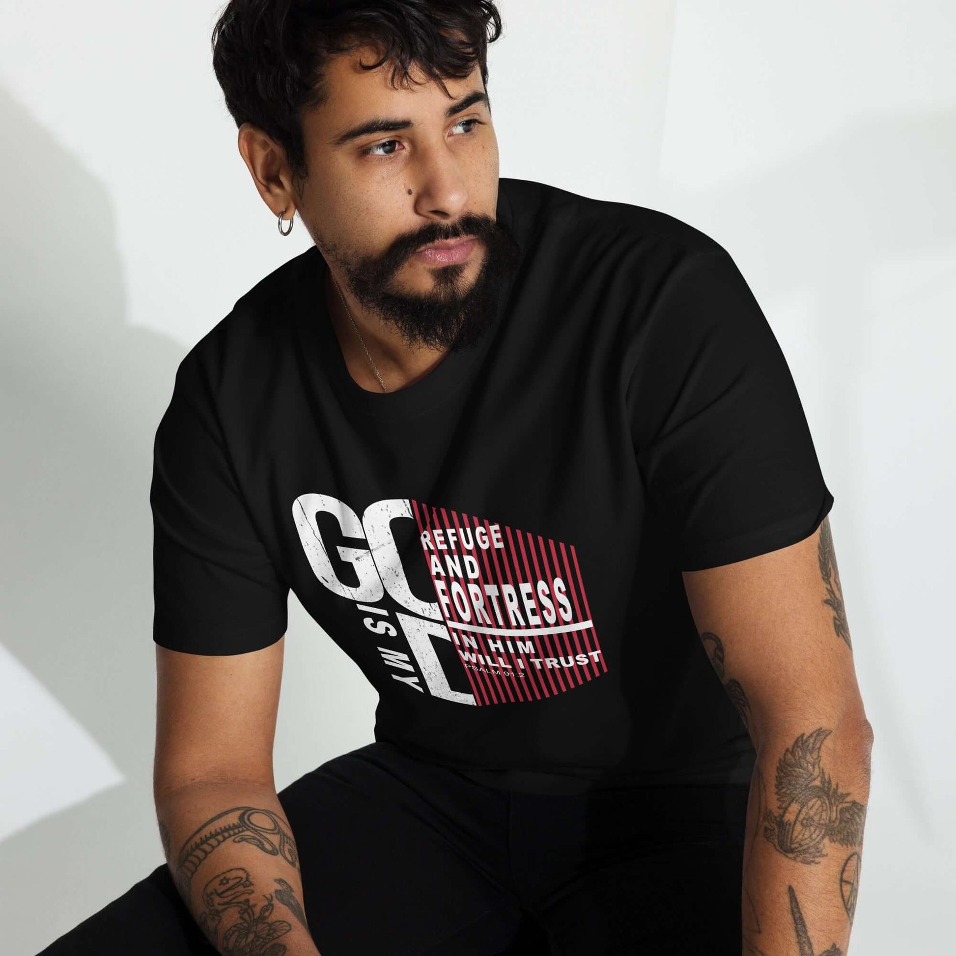 Christian "God is my Refuge and Fortress in Whom I Trust" heavyweight T-shirt