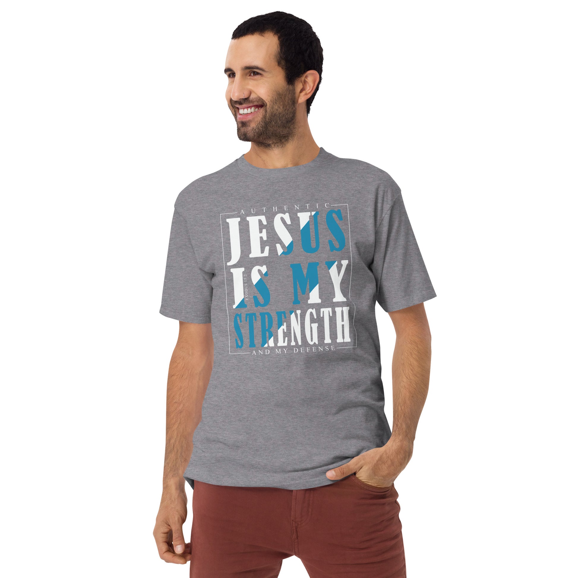 Christian "Jesus is My Strength" premium heavyweight t shirt